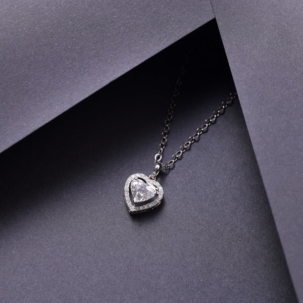 1.16 CTW Heart Shape Halo Lab-Grown Diamond Pendant