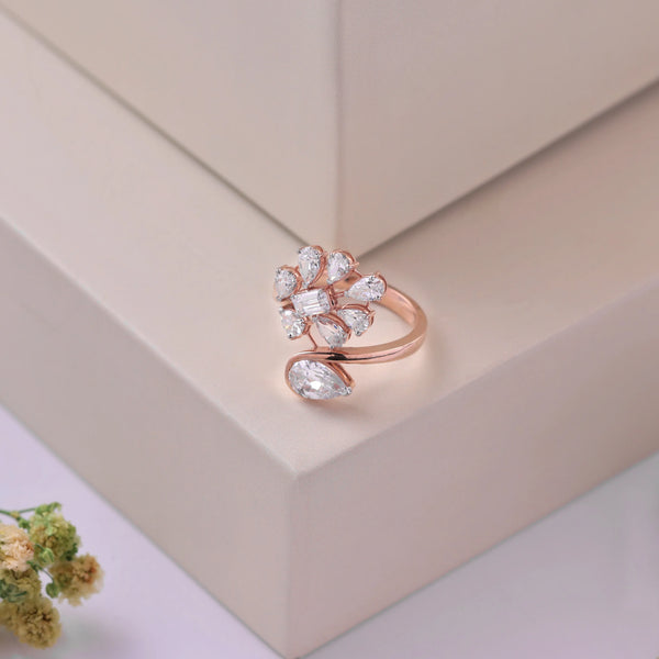 1.96 CT Total Emerald & Pear Lab-Grown Diamond Floral Wrap Ring