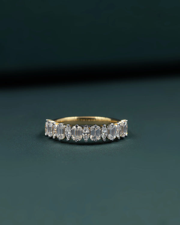 1.145 CT Emerald & Marquise Cut CVD Lab-Grown Diamond Eternity Band Ring