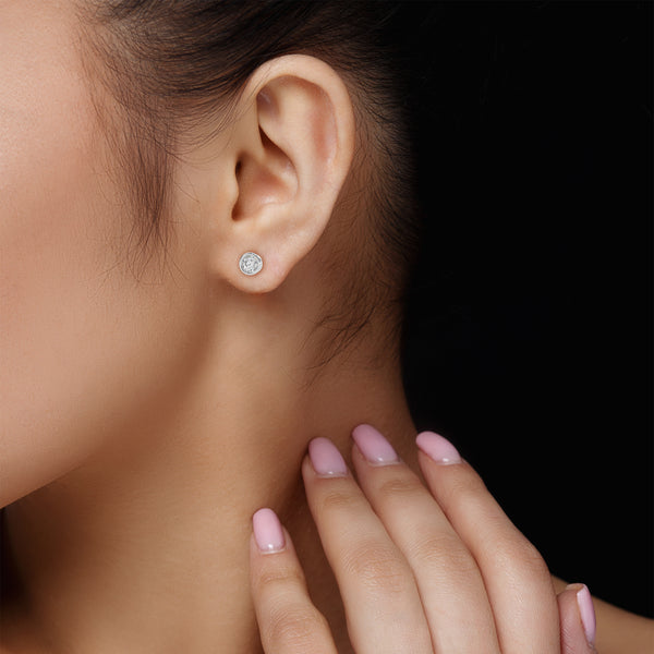0.50 CT Round Bezel-Set CVD Lab-Grown Diamond Stud Earrings