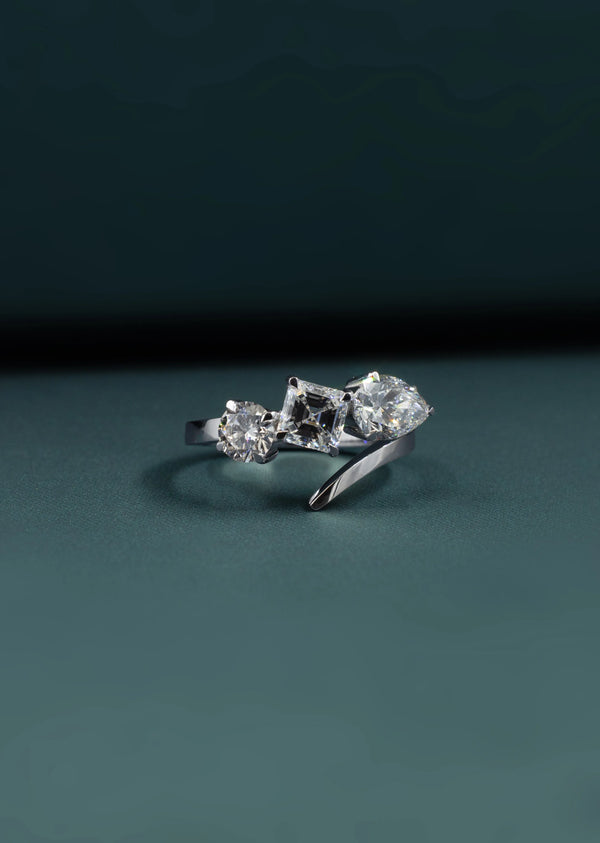 3.08 CTW Multi-Shape Three Stone CVD Lab-Grown Diamond Ring