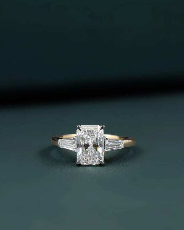 1.61 CTW Radiant-Cut CVD Lab-Grown Diamond Three-Stone Engagement Ring