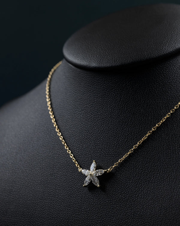 0.50 CTW Floral Marquise Lab-Grown Diamond Pendant Necklace
