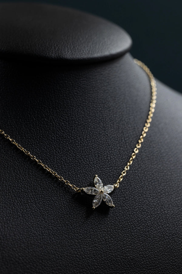 0.50 CTW Floral Marquise Lab-Grown Diamond Pendant Necklace
