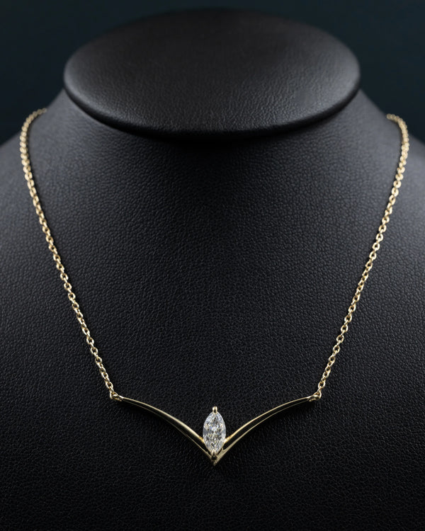 0.51 CTW Marquise Cut Lab-Grown Diamond V-Shape Necklace in Gold