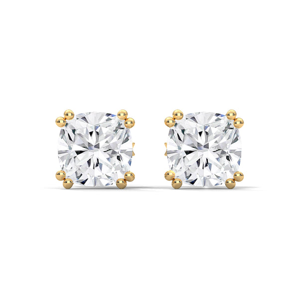 2.50 CT Cushion Cut CVD Lab-Grown Diamond Stud Earrings