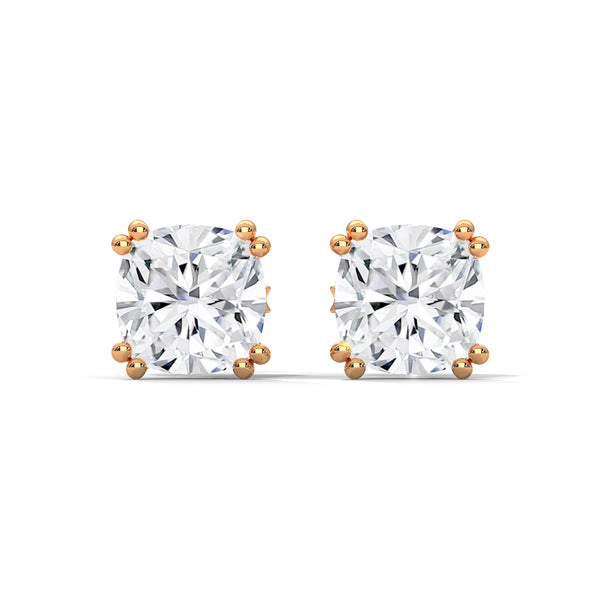2.50 CT Cushion Cut CVD Lab-Grown Diamond Stud Earrings