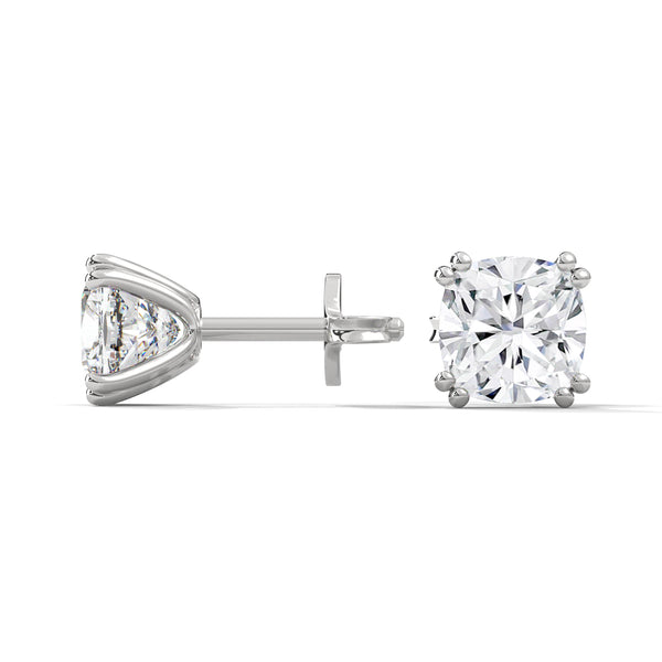 2.50 CT Cushion Cut CVD Lab-Grown Diamond Stud Earrings