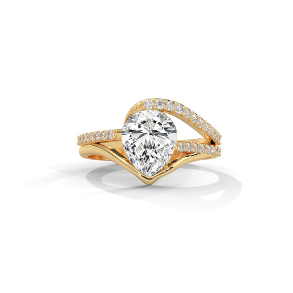 2.03 CT Total Pear Lab-Grown Diamond Designer Wrap Ring with Pave Accents