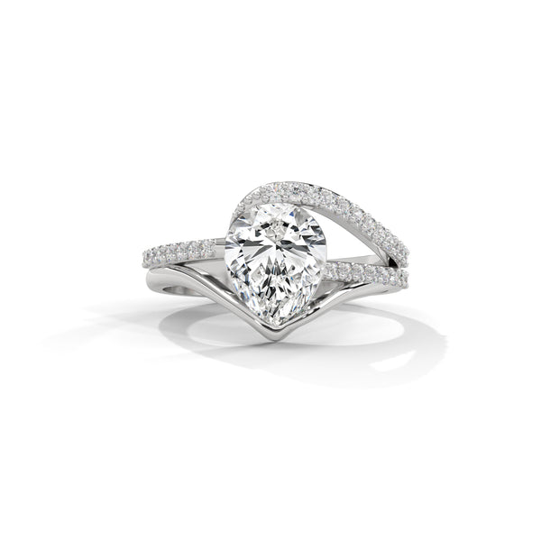 2.03 CT Total Pear Lab-Grown Diamond Designer Wrap Ring with Pave Accents