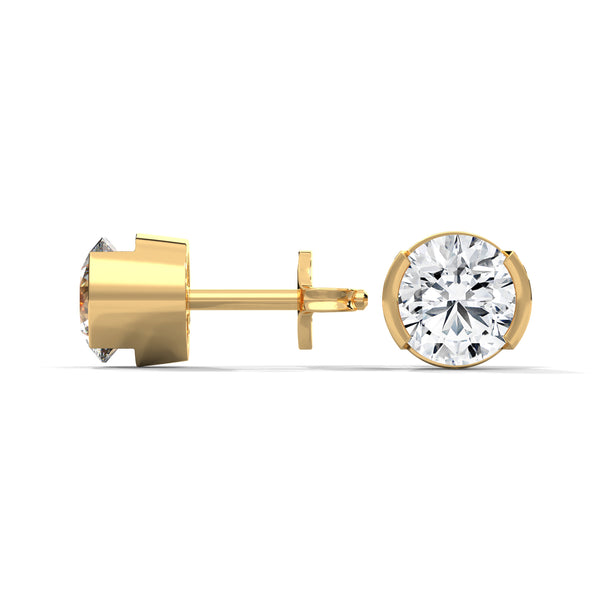 2.60 CT Round Brilliant CVD Lab-Grown Diamond Bezel Set Stud Earrings