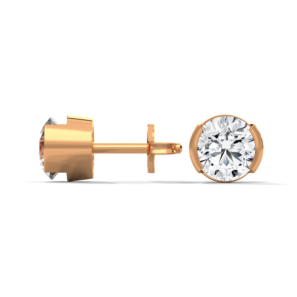 2.60 CT Round Brilliant CVD Lab-Grown Diamond Bezel Set Stud Earrings