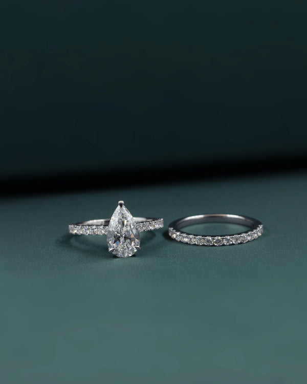 2.73 CT Pear Cut CVD Lab-Grown Diamond Bridal Ring