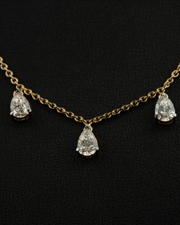 4.03 CTW Pear-Cut CVD Lab-Grown Diamond Station Necklace