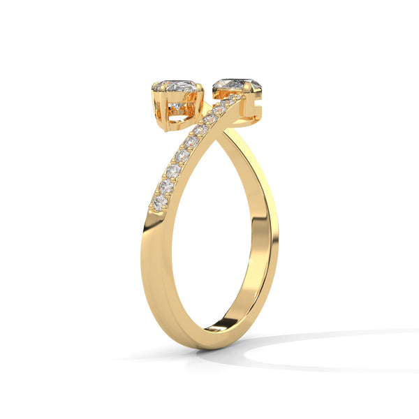 1.10 CT Marquise & Oval Lab-Grown Diamond Open Wrap Ring
