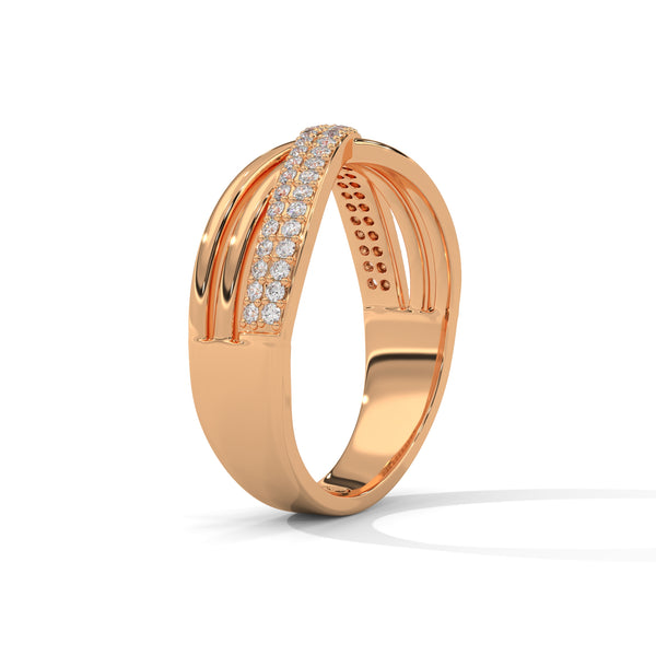 0.27 CT Round Lab-Grown Diamond Criss-Cross Pavé Designer Ring
