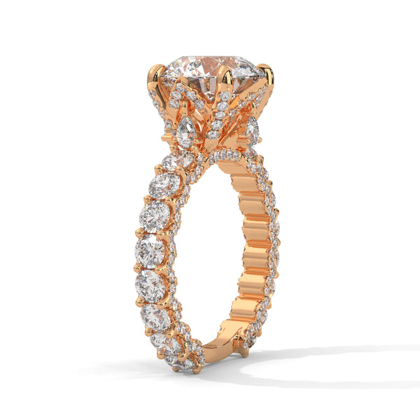 6.89 CT Round Lab-Grown Diamond Solitaire Ring with Pave Band