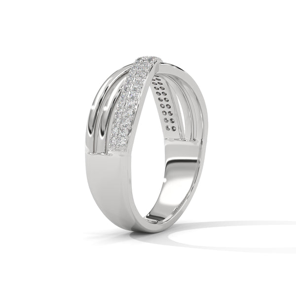 0.27 CT Round Lab-Grown Diamond Criss-Cross Pavé Designer Ring