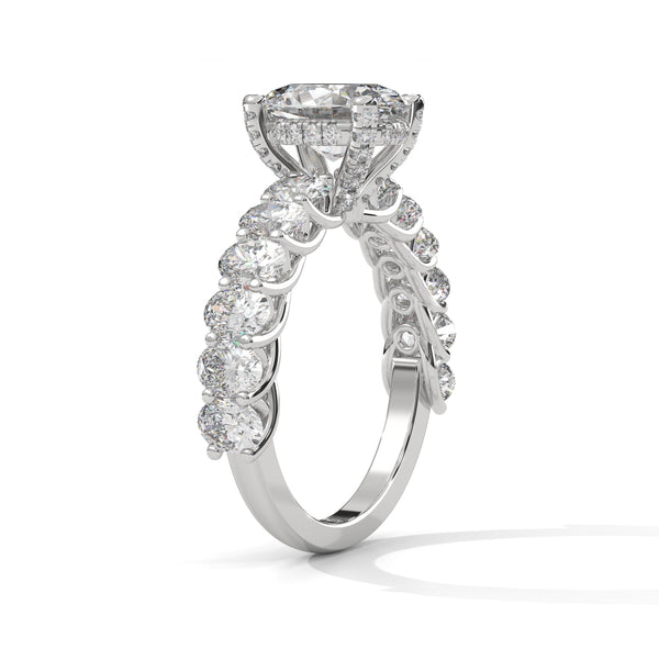 3.99 CT Oval Lab-Grown Diamond Half Eternity Solitaire Ring