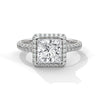 2.57 CT Princess Cut Lab-Grown Diamond Halo Ring with Pavé Band