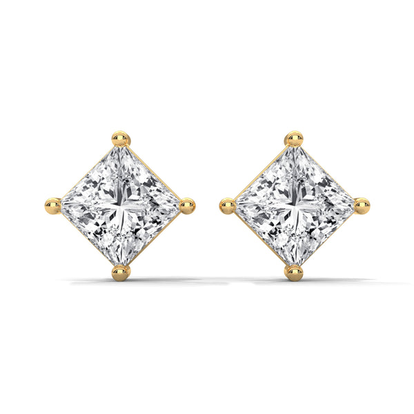 2.50 CT Princess Cut CVD Lab-Grown Diamond Stud Earrings