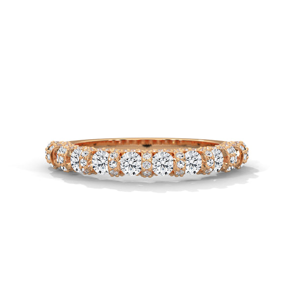 1.27 CT Round Lab-Grown Diamond Eternity Band with Halo Accents