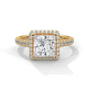 2.57 CT Princess Cut Lab-Grown Diamond Halo Ring with Pavé Band