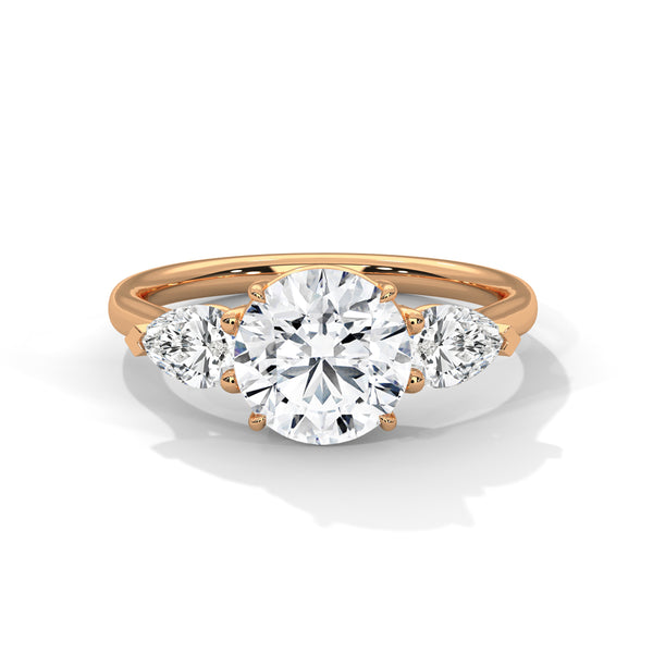 3.00 CT Total Round & Pear Lab-Grown Diamond Three Stone Ring