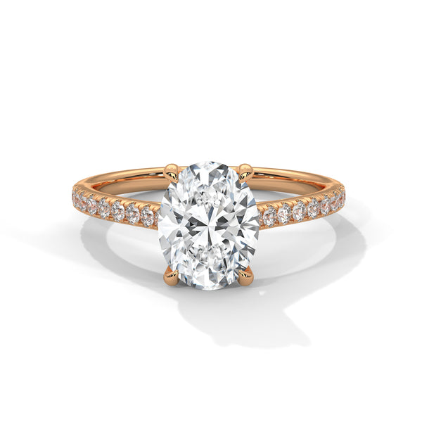 1.04 CT Oval Cut Lab-Grown Diamond Pave Engagement Ring