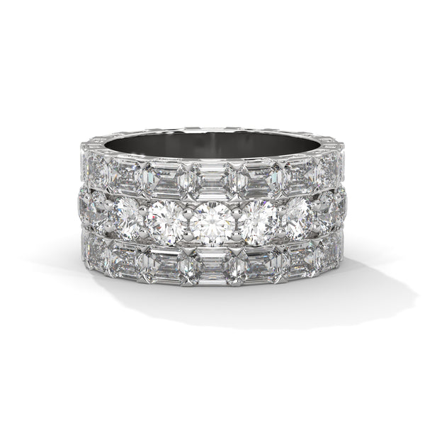 11.20 CT Round & Emerald Cut Lab-Grown Diamond Eternity Band Ring