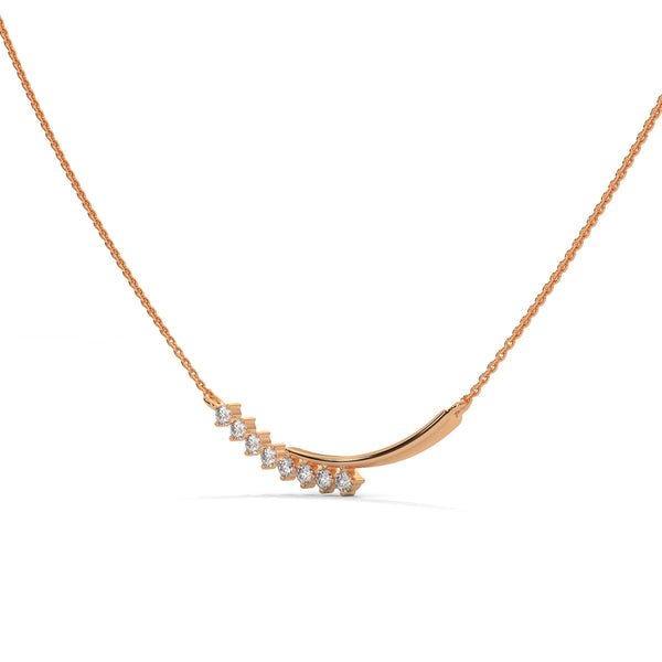 0.20 CT Curved Bar Lab-Grown Diamond Pendant Necklace in Gold
