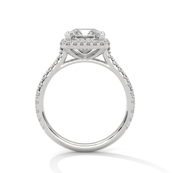 2.57 CT Princess Cut Lab-Grown Diamond Halo Ring with Pavé Band