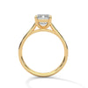 2.24 CT Emerald Cut Lab-Grown Diamond Solitaire Ring with Pavé Band