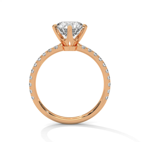 2.24 CT Round Cut Lab-Grown Diamond Solitaire Ring with Pavé Band