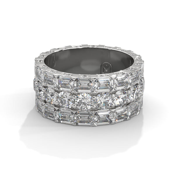 11.20 CT Round & Emerald Cut Lab-Grown Diamond Eternity Band Ring