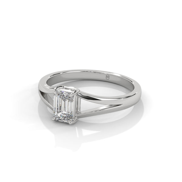 1 CT Emerald Cut Lab-Grown Diamond Minimal Split Shank Ring