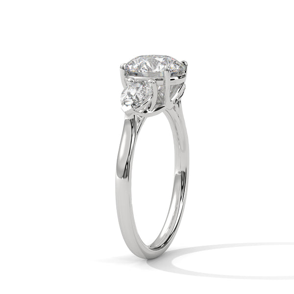 3.00 CT Total Round & Pear Lab-Grown Diamond Three Stone Ring
