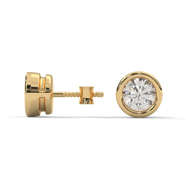 0.50 CT Round Bezel-Set CVD Lab-Grown Diamond Stud Earrings