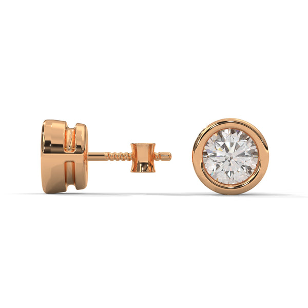 0.50 CT Round Bezel-Set CVD Lab-Grown Diamond Stud Earrings