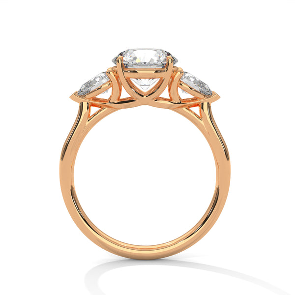 3.00 CT Total Round & Pear Lab-Grown Diamond Three Stone Ring