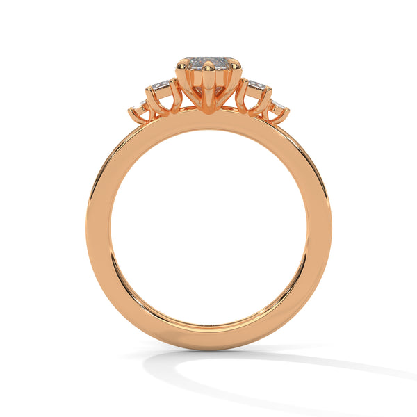 1.85 CT Marquise Cut Lab-Grown Diamond Three-Stone Ring with Emerald & Round Accents