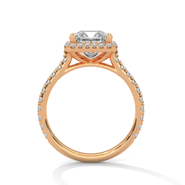 2.57 CT Princess Cut Lab-Grown Diamond Halo Ring with Pavé Band