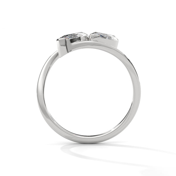 2.00 CT Marquise Lab-Grown Diamond Twin Stone Open Ring