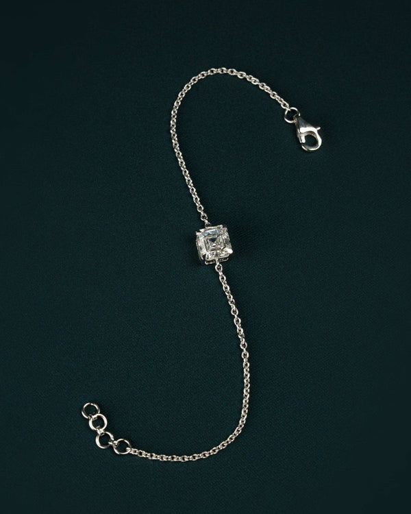 2.22 CTW Asscher Cut Diamond Solitaire Bracelet
