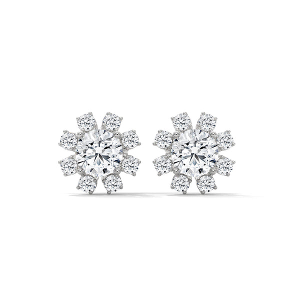 1.40 CT Round Brilliant Floral Halo CVD Lab-Grown Diamond Stud Earrings