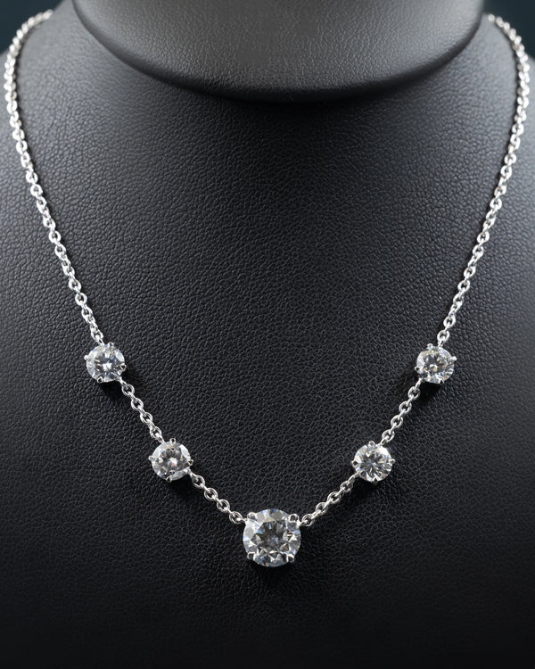 3.83 CTW Round CVD Lab-Grown Diamond Station Necklace