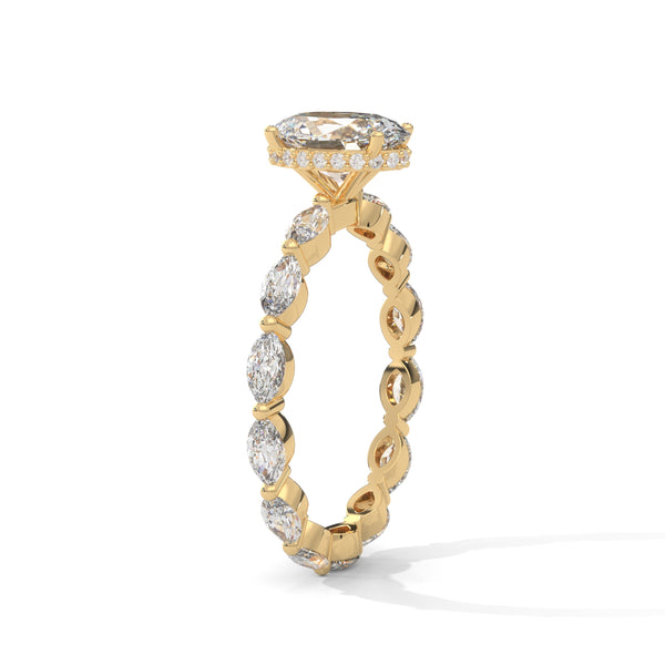 3.07 CT Oval & Round Lab-Grown Diamond Eternity Engagement Ring