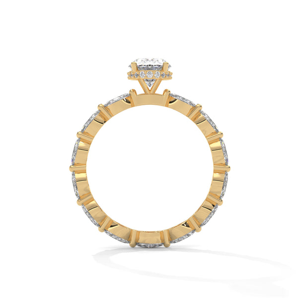 3.07 CT Oval & Round Lab-Grown Diamond Eternity Engagement Ring