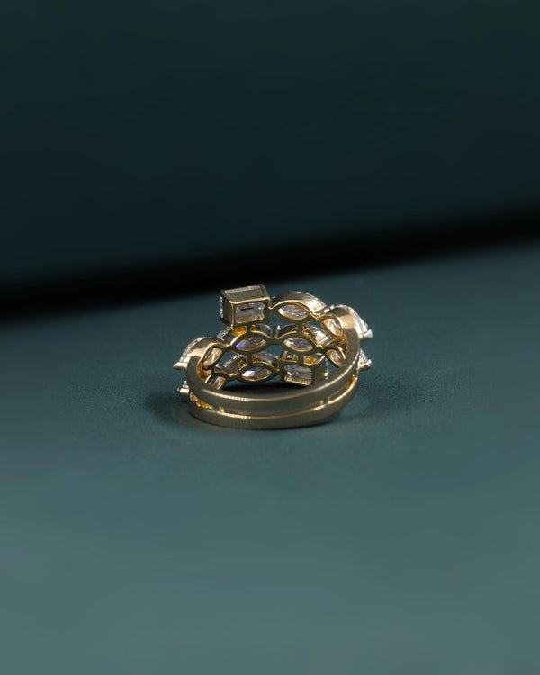 3.54 CT Pear & Emerald Cut CVD Lab-Grown Diamond Open Wrap Ring