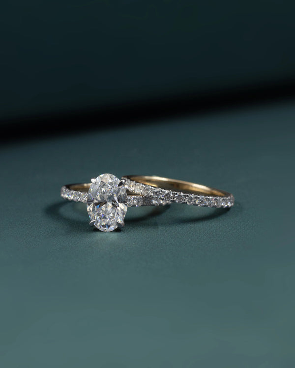 2.79 CTW Oval CVD Lab-Grown Diamond Pavé Engagement Ring with Matching Band